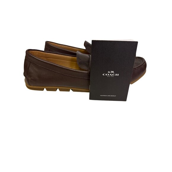 Coach Liam Men's Driver Loafers Brown Dark Saddle Jacquard Slip On Size 12 12D - Picture 12 of 12